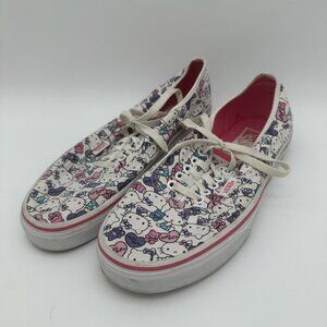 Vans Hello Kitty Print Canvas Sneakers Mens Size 7 Casual Shoes White & Pink